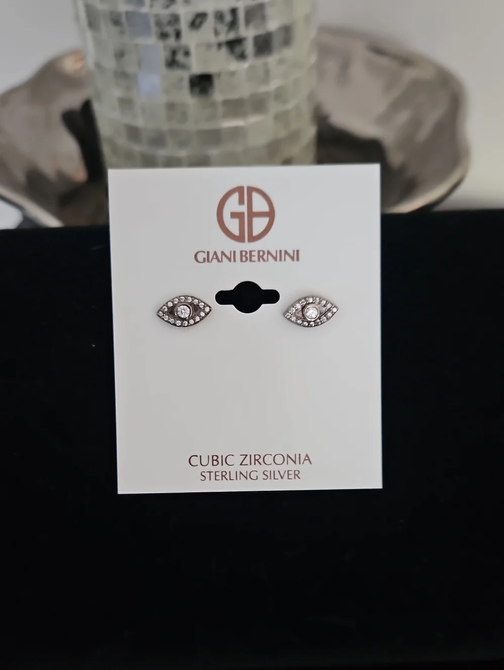 Giani Bernini Sterling, Cubic Zirconia Eye-Shaped Stud Earrings, NWT, MSRP $60